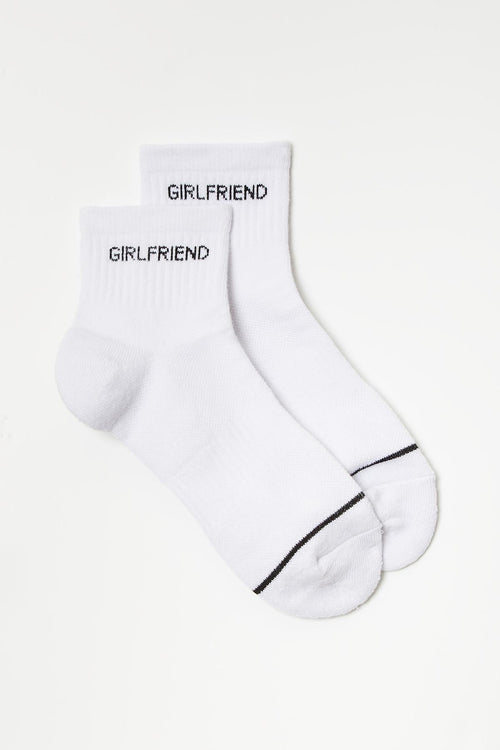 White Girlfriend Quarter Crew Sock
